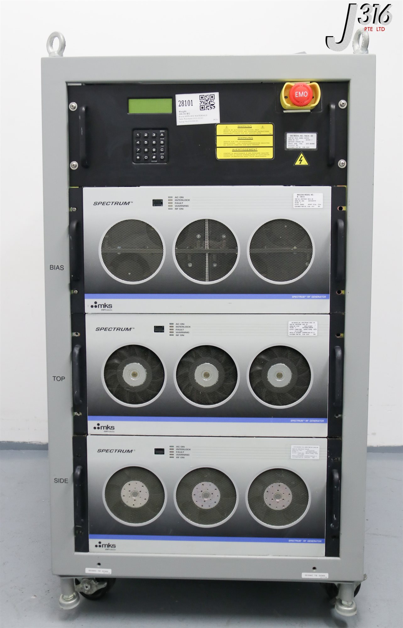 28101 APPLIED MATERIALS ENI MKS RF GENERATOR RACK W/ SPECTRUM